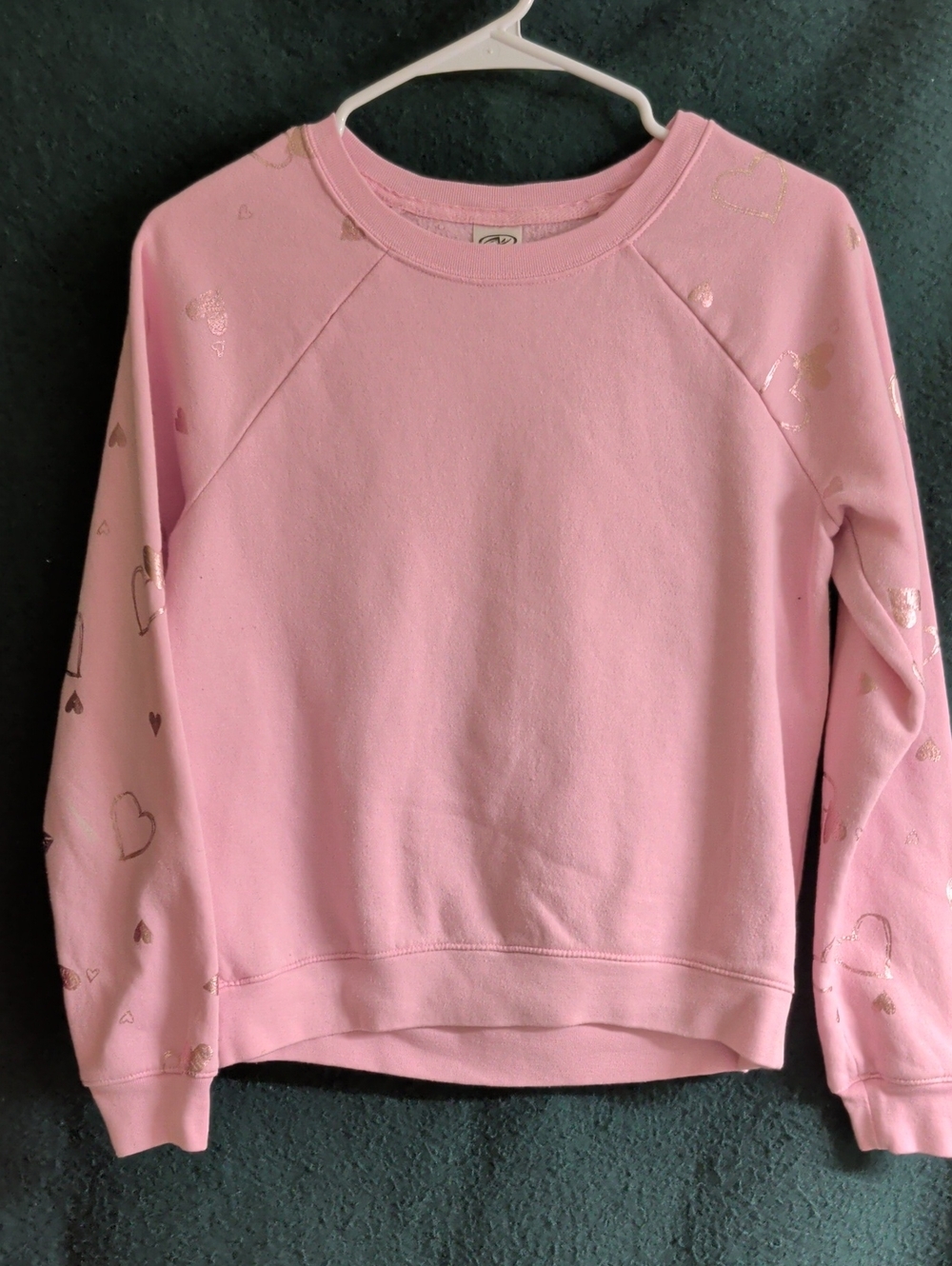 Athletic Works Pink Crewneck Sweatshirt with Metallic Hearts